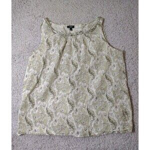 Talbots Blouse Women's Cotton Silk Blend Tank Top Sleeveless Casual Paisley Pl